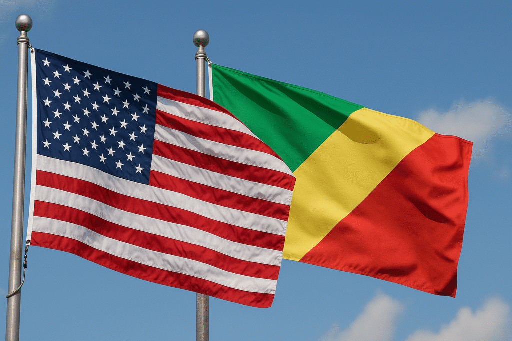 U.S. flag and the Republic of the Congo flag side by side
